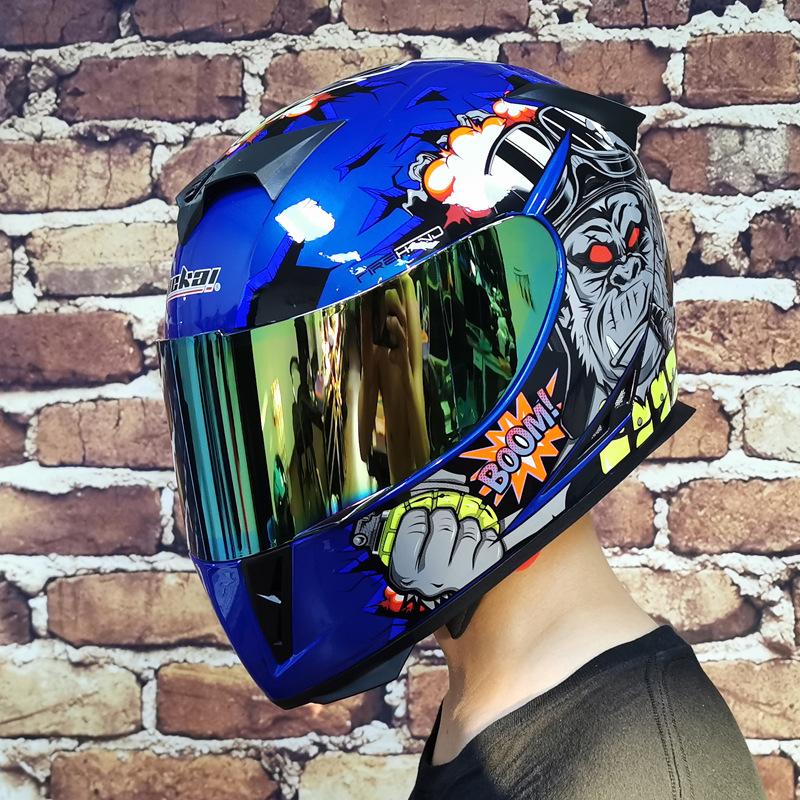 JIEKAI Jie Kai electric bicycle helmet, unisex full-face helmet with dual visors, anti-fog, winter, stylish and cool design for cycling