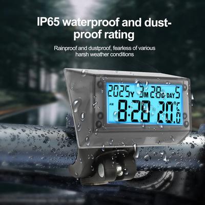 Солнечные Водонепроницаемые Мотоциклетные Велосипедные Рули Электронные Часы Температура Время Календарь 2 Цвета Подсветки Дисплей Мото Аксессуары