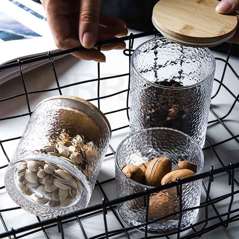 Банка для хранения из кованого стекла BORREY, герметичные банки с крышкой, бутылки, банки для специй, бутылка для хранения кофе, сладкая коробка для чая, кухонная банка