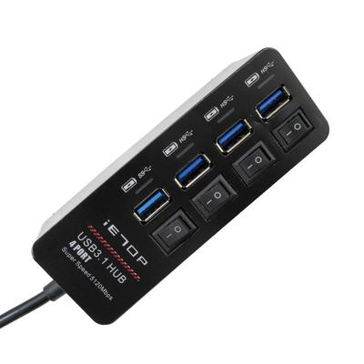 USB-хаб USB с входом 20 см Тип выхода Тип A x 4 шт.espoir 3.1 4-портовый переключатель ВКЛ/ВЫКЛ, черный, кабель, высокоскоростная передача, A,