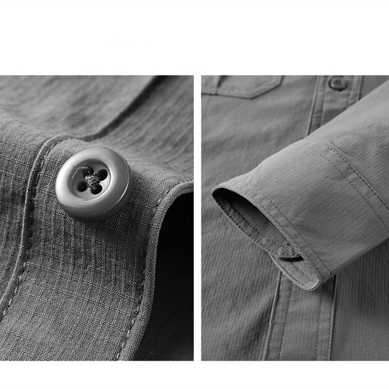 Новые однобортные быстросохнущие мужские повседневные рубашки с длинным рукавом Высокое качество Militar Overshirt Slim Fit Мужская дизайнерская одежда Блузки 5XL