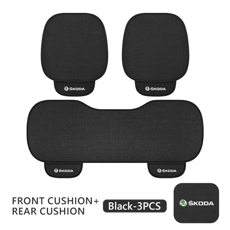 CAPR9 Car Seat Cushion Cover Breathable Ice Silk Soft Mats For Skoda Kamiq MK3 Roomster Rapid Kodiaq Karoq Fabia Enyaq