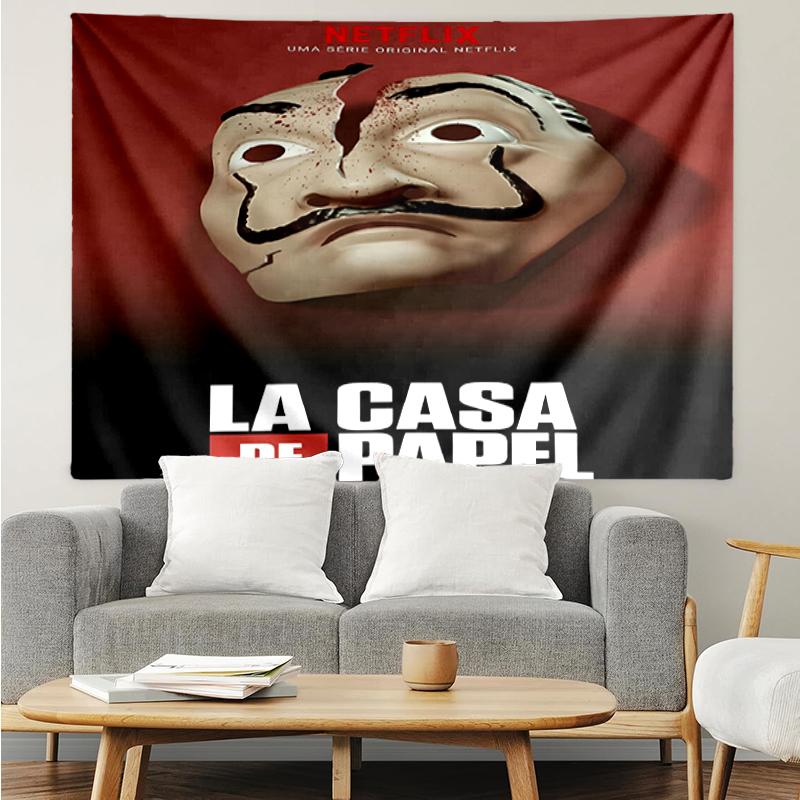 La Casa De Papel Print Tapestry, Backdrop, Easy Setup, Ideal for Bedroom, Office & Living Room, with Aesthetic Wall Hanging Decor.