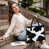 Cow Pattern Tote Bag Fashionable Stylish Large Capacity Daily Commute Portable Shoulder Handbag
