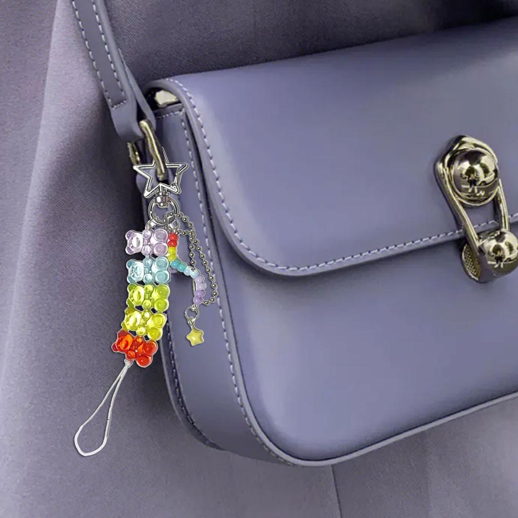 Набор из 2 бусин-медведей, брелок для ключей, многоцелевой кулон на сумку, модный аксессуар для ключей, подходящий для украшения ключей и сумок