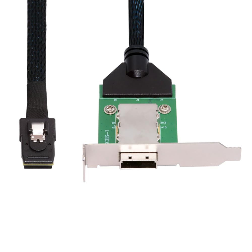 Xiwai Mini SAS Internal Male To External Female Extension 50cm PCBA with Bracket SFF-8087 36-Pin SFF-8088 Cable, Low-Profile