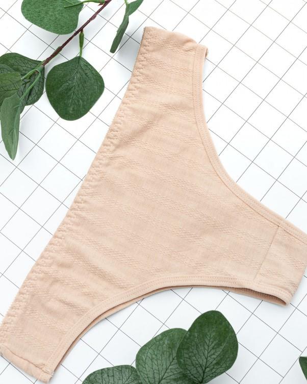 ISSA Plus Textured Cotton Bikini Bottom