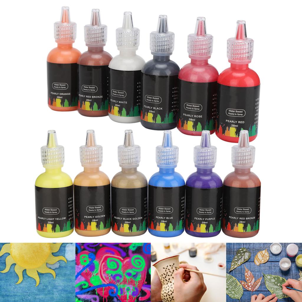 12 цветов краска перламутровый блеск DIY краска на водной основе для одежды автомобиля кожи настенного искусства ремесел
