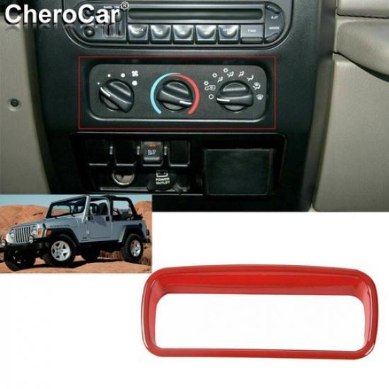 Red Console AC Air Condition Switch Button Panel Trim For TJ Jeep Wrangler 97-06