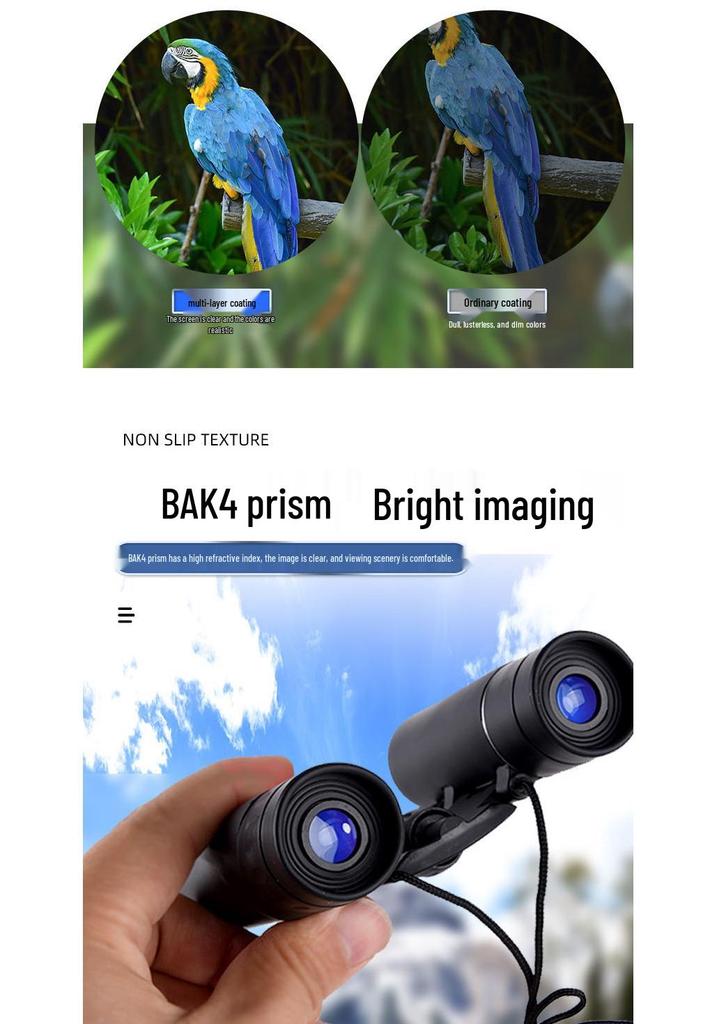 High Magnification HD Mini Outdoor Binoculars 8x21/40x22/100x22 with Phone Clip