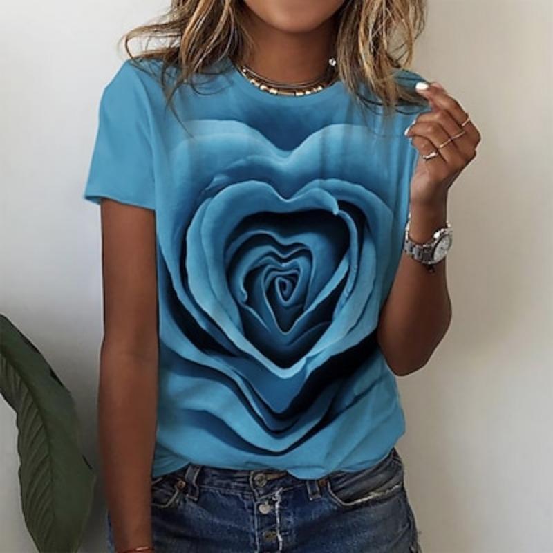 Женская футболка Valentine Rose с принтом розового цвета, стандартные топы с коротким рукавом и круглым вырезом, стандартный крой, праздничный уикенд, розовый