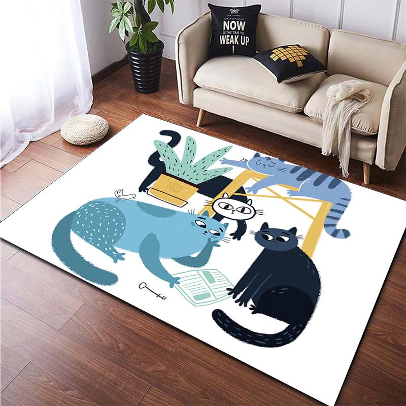Милый ковер с мультяшным котом для йоги в гостиной, детский коврик для игр, коврик для ползания, придверный коврик, прекрасный котенок, домашний декор, напольные коврики