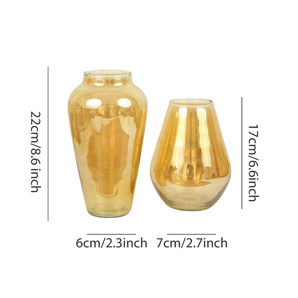 Набор из 2 декоративных стеклянных ваз для домашнего декора цветов (Цветы не включены)