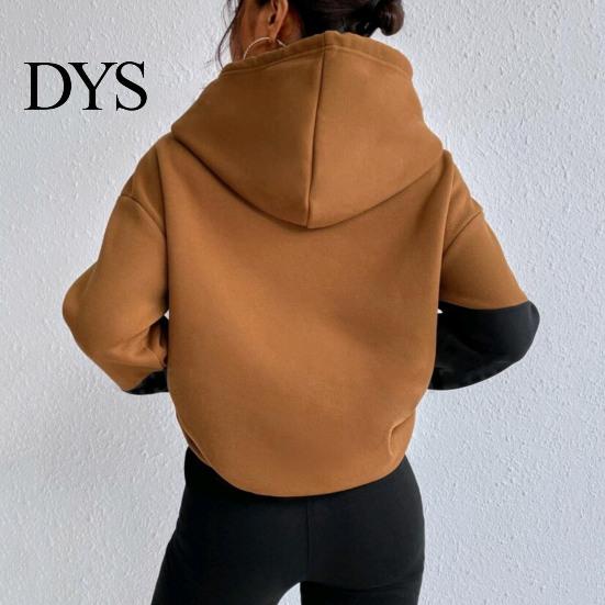 Толстовка с капюшоном Женская Осень Зима Худи Colorblock На шнурке Длинные рукава Эластичные манжеты Осень И низ с большим карманом Толстый Спортивный Фитнес Топ Уютный