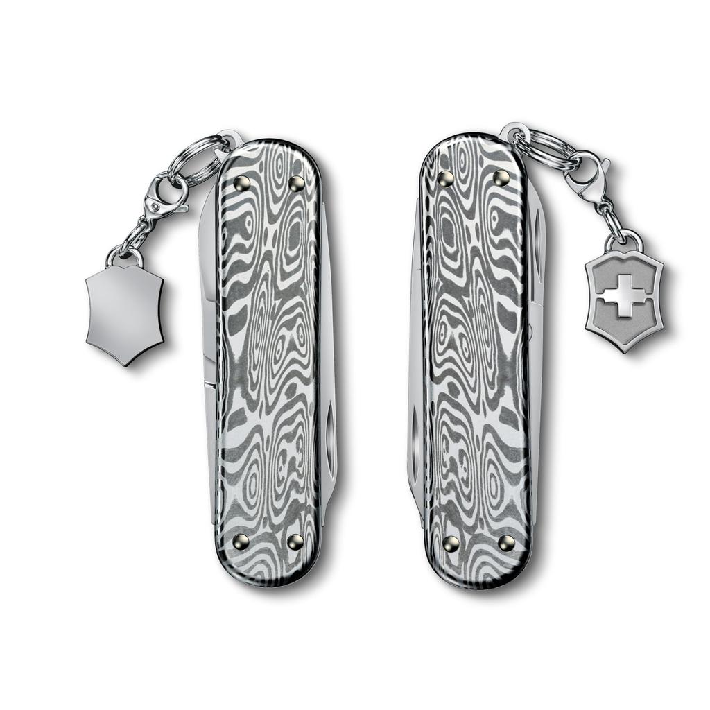 Victorinox Classic SD Brilliant Damast Swiss Army Knife Multifunctional Knife Outdoor Camping Scissors with Flathead Screwdriver Equipped with Nail