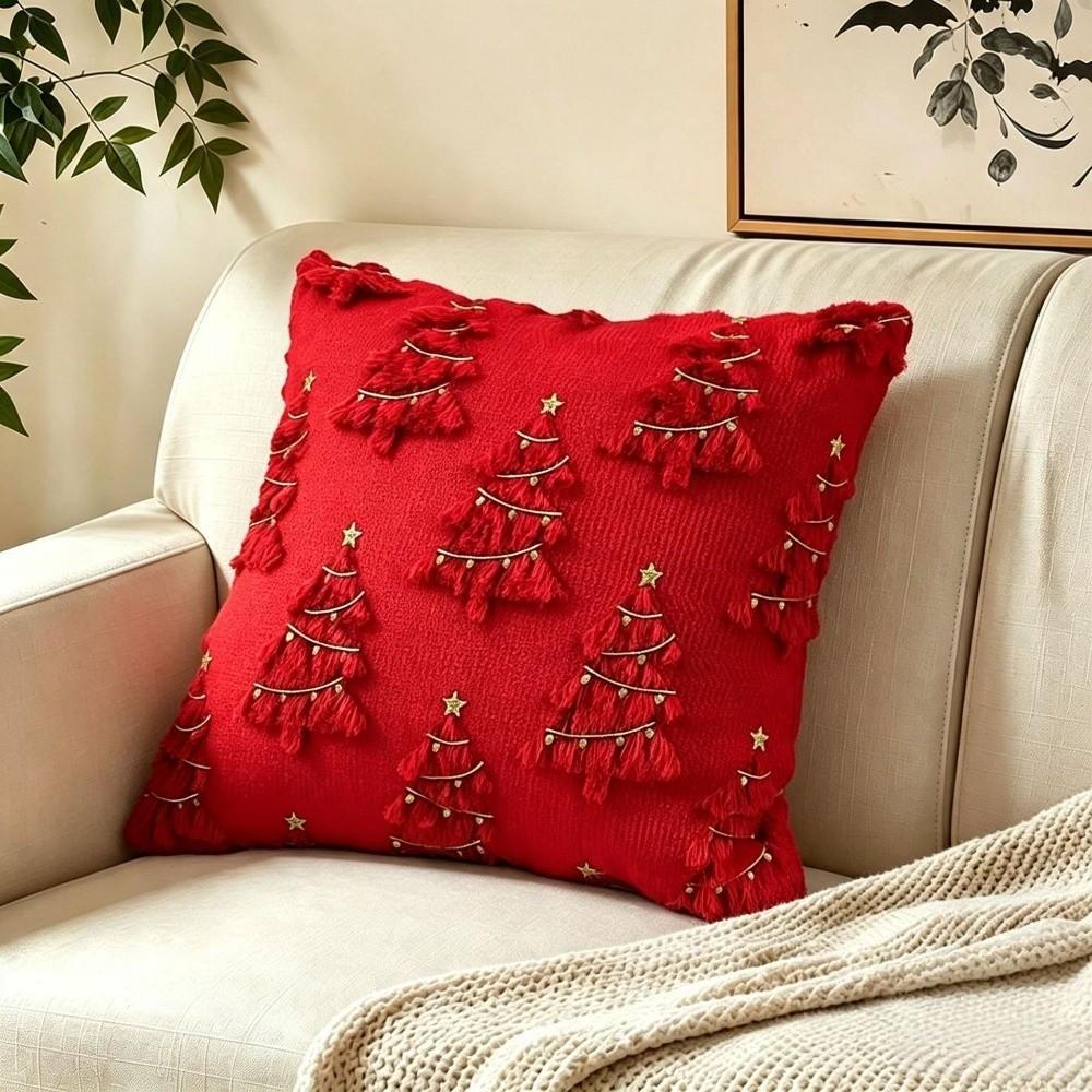 Xmas Tree Throw Pillow Cover Plush Plush Cushion Cover Christmas Pillow Cover Xmas Decor