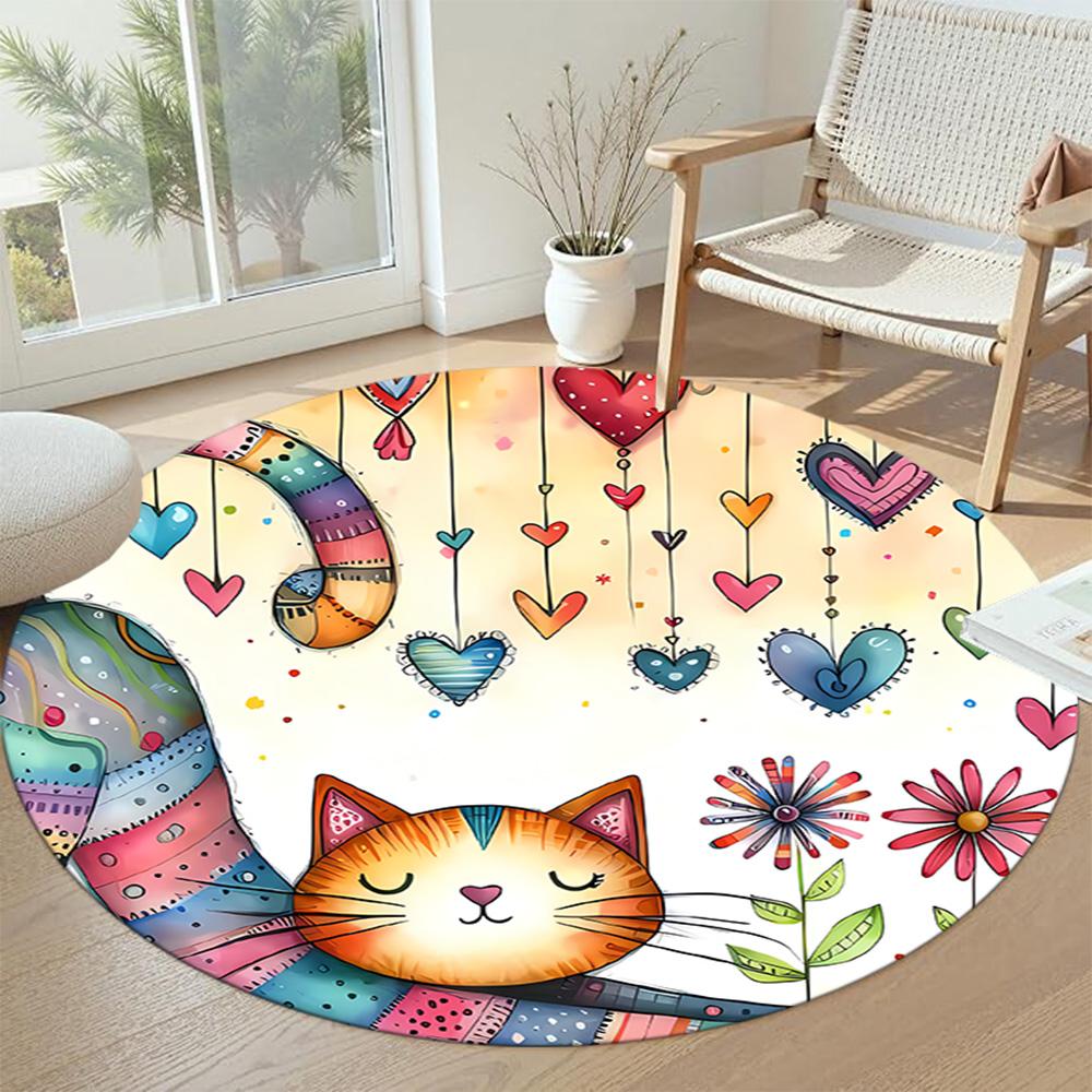 Cat Round Carpet Design for Decorate room Balcony Outdoor Dormitory Antislip Round Carpet Office home decor Wedding Party Gift