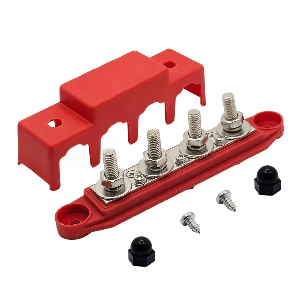 DC 12V-48V 250A Клеммная шина Распределительный блок питания аккумулятора с крышкой Винт M8 4 для Автомобиля Лодки RV Грузовика Автомобильный