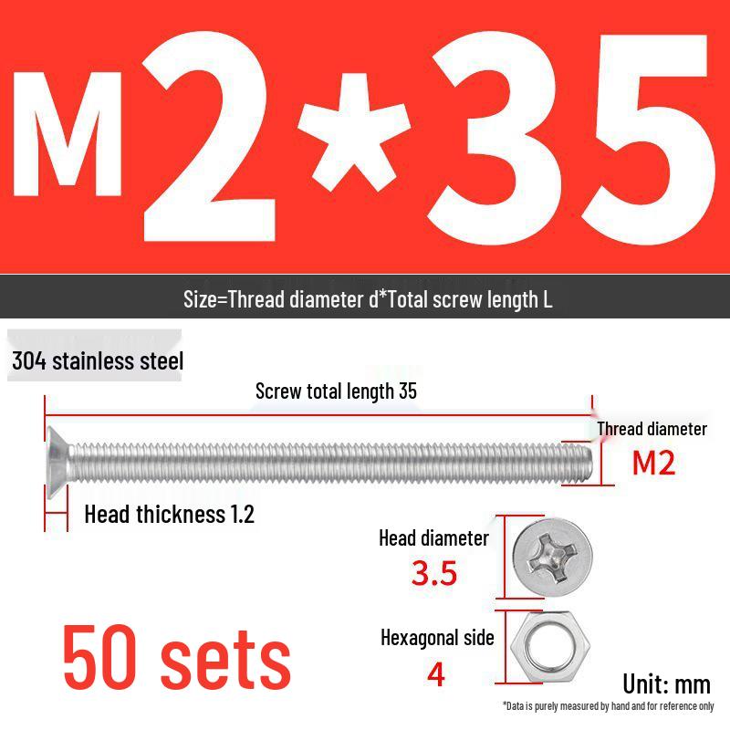 Набор Extra Long Phillips Flat Head Винтов и Гаек из Нержавеющей Стали 304 (2М, 3М, 4М)