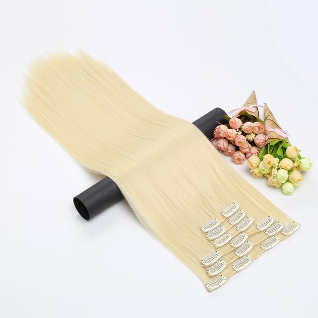 XINRAN Hair Extension Synthetic Straight Hair Clips For Women 150g High Temperature Fiber