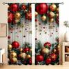 2pcs Set Christmas Decorative Curtains - Rod Pocket Design, Digital Printed Polyester Drapes for Living Room, Kitchen, Bedroom