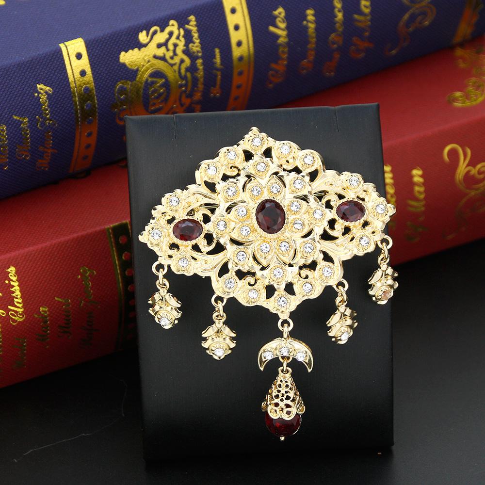 Elegant Crystal Women's Brooch Jewelry Gold Hijab Brooch Flower Bride Wedding Jewelry