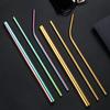 3Pcs Rainbow Color Reusable Metal Straws with Cleaning Brush 304 Stainless Steel Drinking Straws for Smoothie Milkshake Drinks