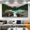 Национальный парк Джаспер, холст, картина, озеро с горным лесом, пейзаж, жикле, постеры, принты для декора стен гостиной