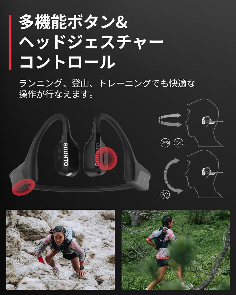 Suunto Наушники с костной проводимостью SUUNTO WING BLACK Open Ear Technology Бег на открытом воздухе Легкие IP67 Водонепроницаемые Длинные