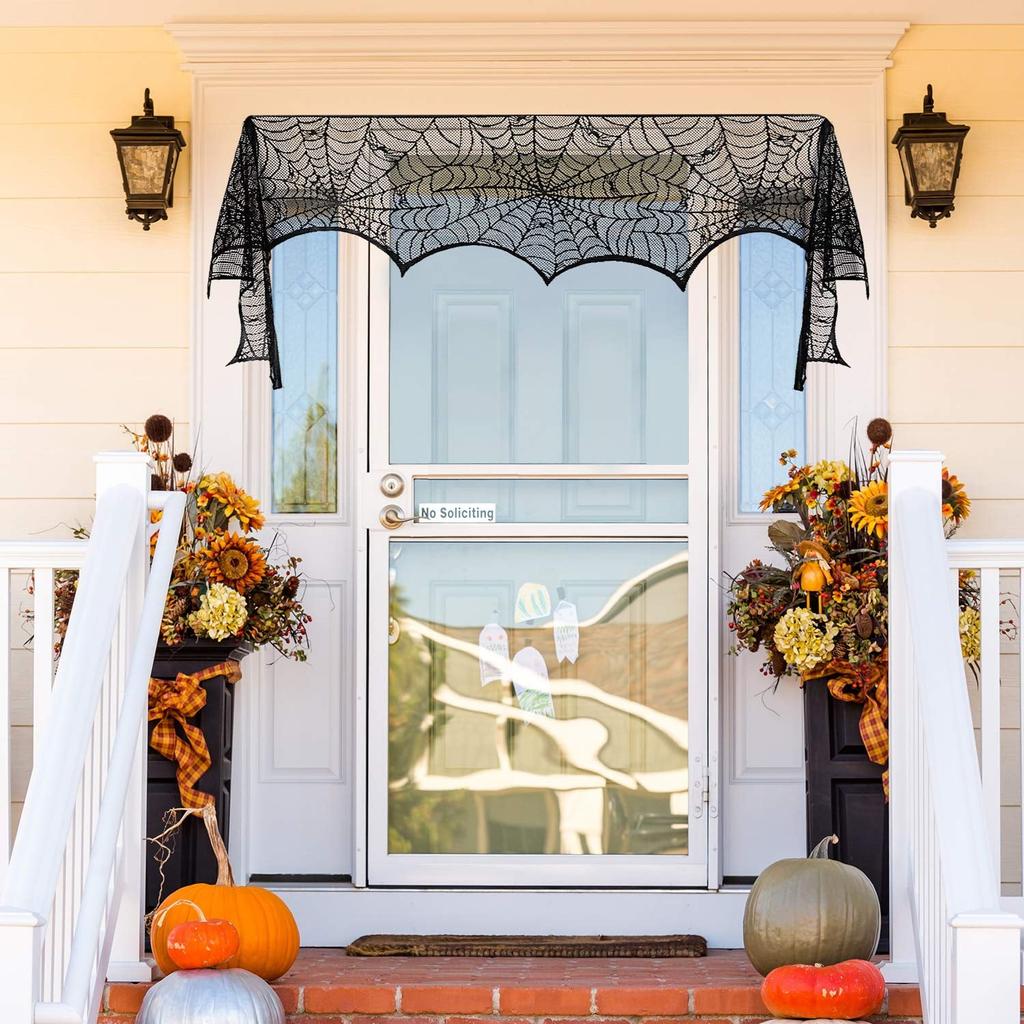 Черный кружевной комбинированный Хэллоуин Настольный флаг Хэллоуин Паук Скатерть Жуткая декоративная ткань