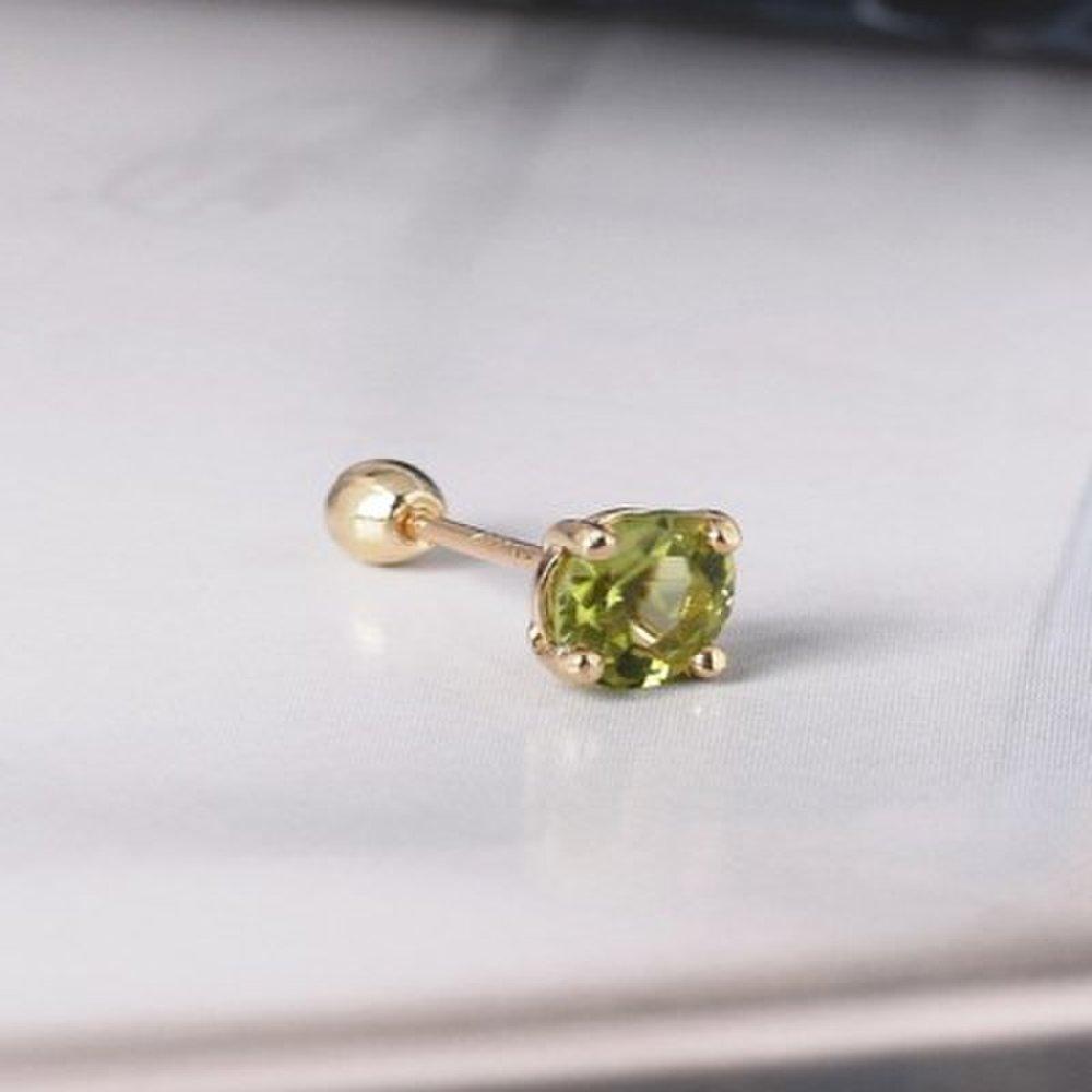 14K Peridot Birthstone Earrings_5.0mm