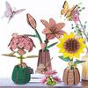 3D Wooden Puzzle Flowers Bouquet Wooden Bloom Craft Model Kits Eternal Flowers Sunflower Romantic Gift for Birthday Mother's Day