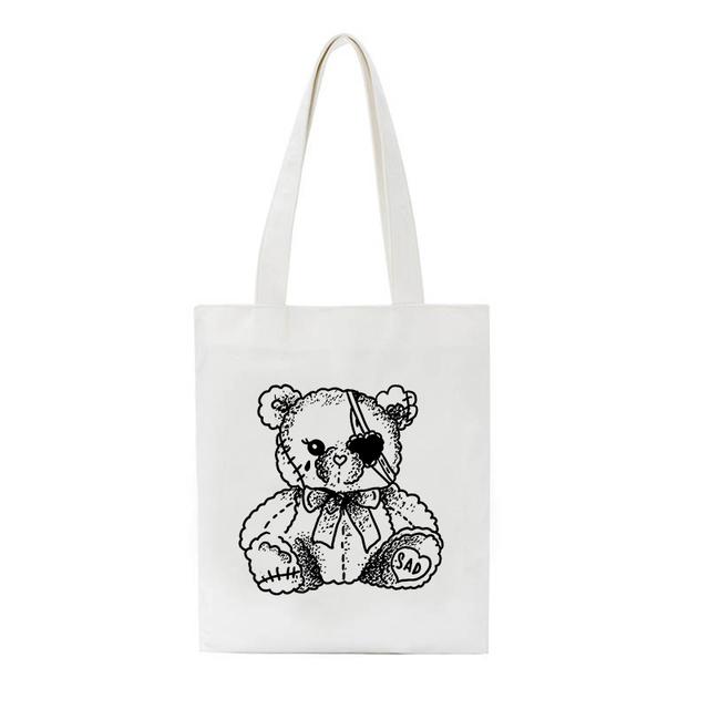 Японская темная сумка-шоппер, готическая холщовая сумка Waves y2k, забавная мультяшная большая вместительная женская сумка Ulzzang, женские сумки на плечо в стиле Харадзюку