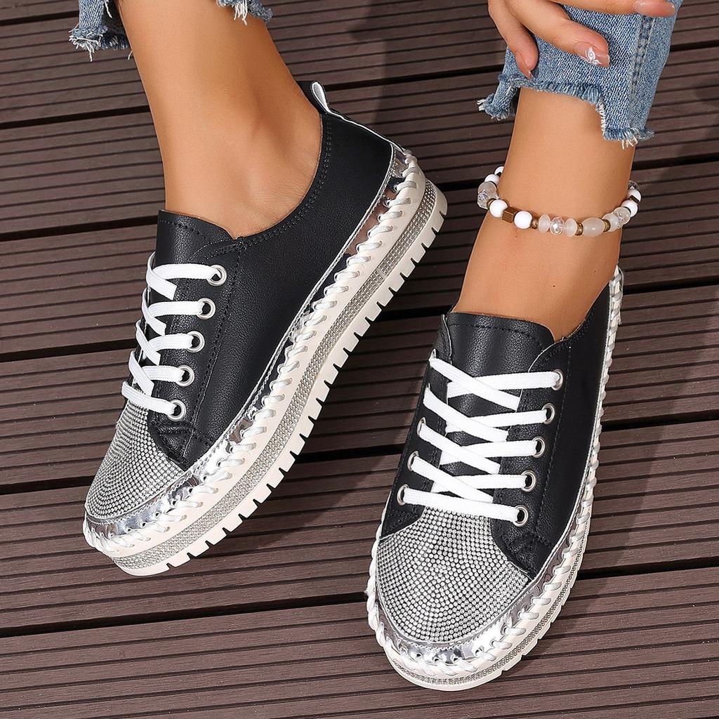 Foreign Trade Large Size Casual Single Shoes Women's 2025 Autumn New Flat Bottom Round Head Lace-up Color Matching Fashion Single Shoes Women