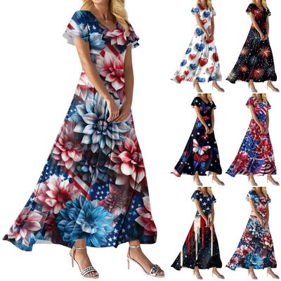 Модное Женское свободное повседневное платье с V-образным вырезом, короткими рукавами и высокой талией