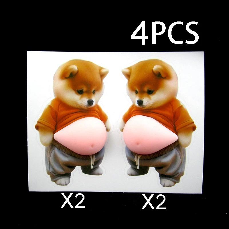 3D Shiba Inu Dog Belly Sticker, Cute Orange Apparel Shiba Inu Stickers, Kawaii Chubby Shiba Inu (Design),Silicone Self-Adhesive