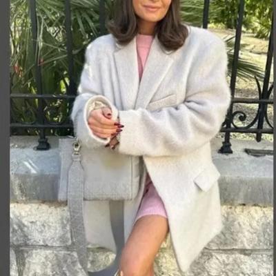 Женский модный шерстяной пиджак средней длины с лацканами в один ряд, стиль осень/зима, элегантный