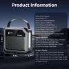 Портативная электростанция NEWSMY P72, 268 Вт 270 Втч/72000 мАч литий-железо-фосфатный аккумулятор с прожектором, 2×100 Вт USB-C PD, 5 выходов