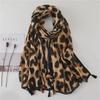 Korean Leopard Print Scarf Shawl: Dual-Purpose, Long, Cotton & Linen, Winter Neckwear for Female Students
