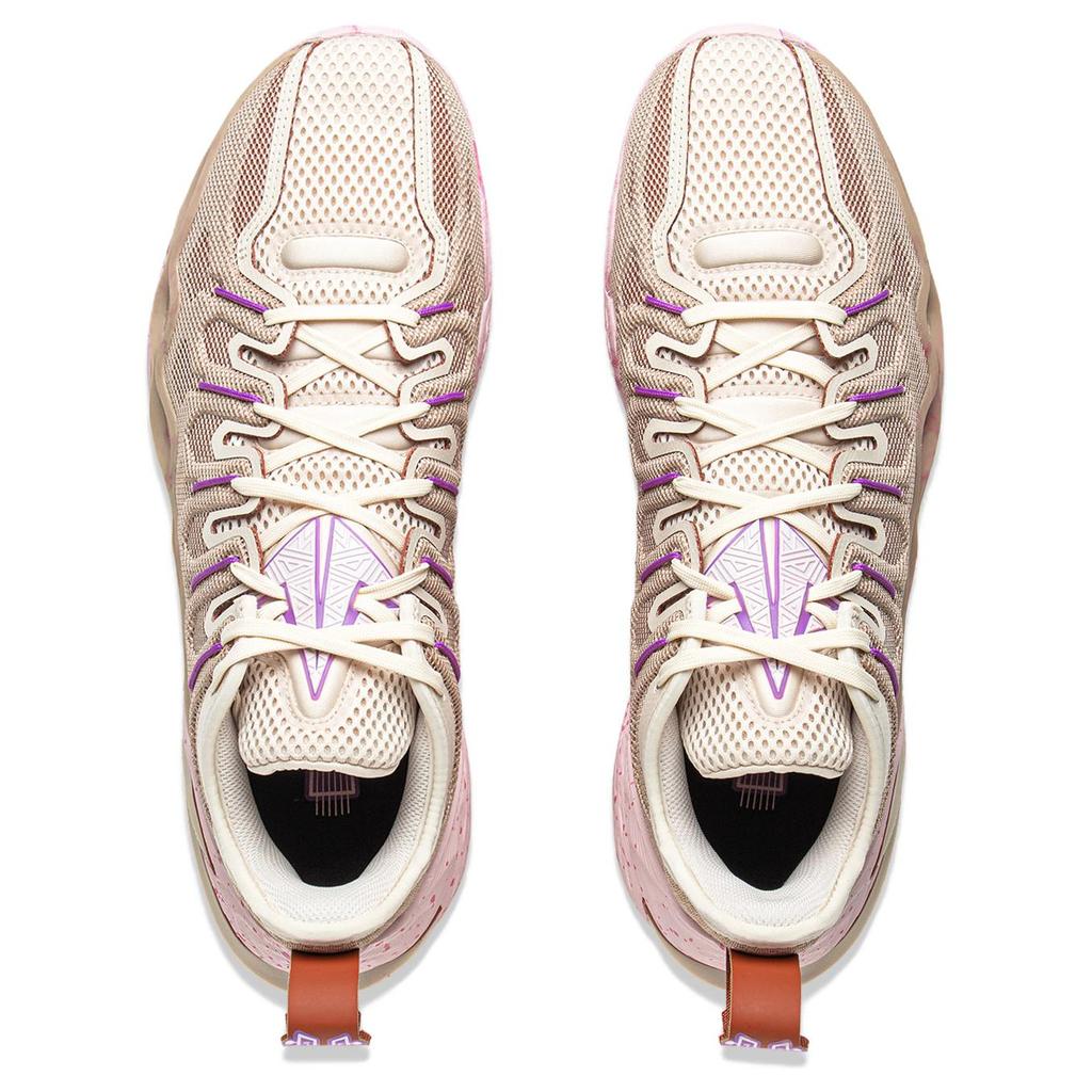 Li Ning Buckets Амортизирующие Нескользящие Водонепроницаемые Низкие Баскетбольные Кроссовки Мужские Серый Фиолетовый ABAV051-13