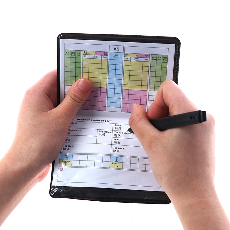 Рефери по футболу, инструмент для записи красной желтой карточки с кожаным чехлом и ручкой