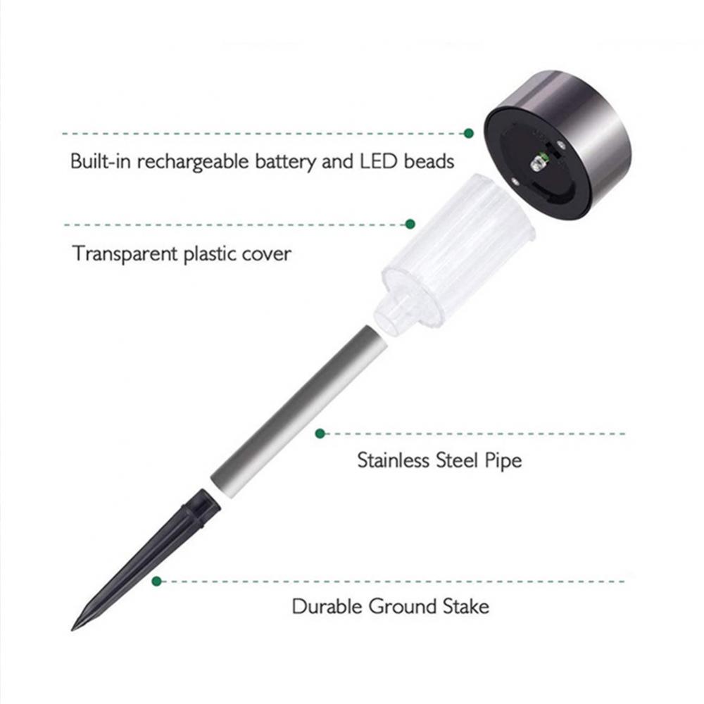 Садовая лампа из прочной нержавеющей стали, наружное освещение, солнечный газонный светильник, устойчивый к коррозии, украшение сада, стандартная лампа