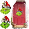 Welcome Sign Funny Grinch_Welcome Front Door Sign Wreaths, Wooden Hanging Plaque Decoration, Porch Decor, Wall Garland Pendant