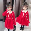 Girls' 2025 Princess Style Sweater Dress - Knitted Pullover for Spring & Winter, Korean Fashionable Wool Dress.
