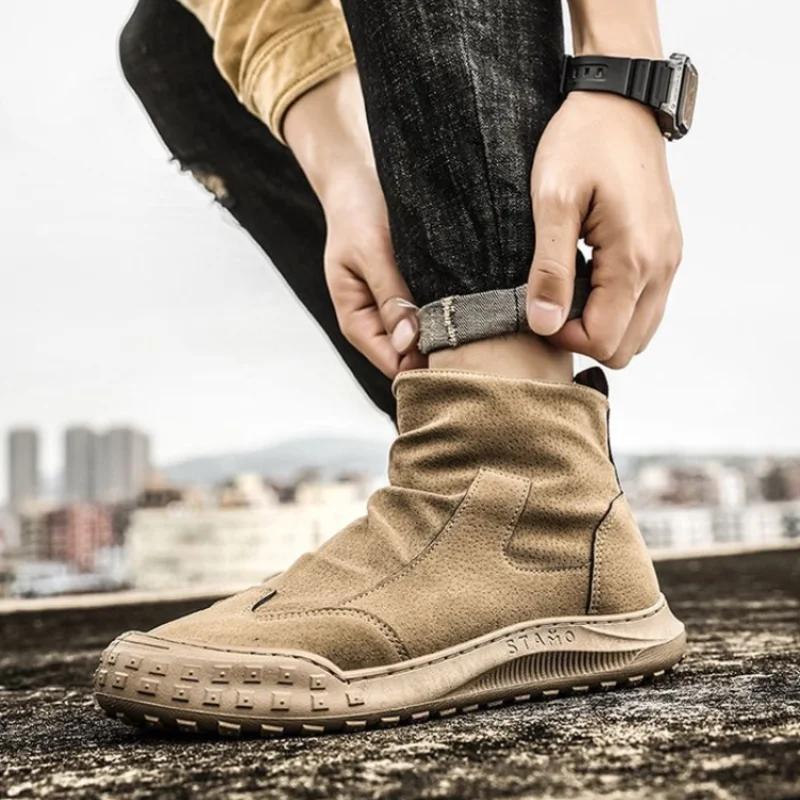 Male Shoes With Zip Men's Boots Rubber Lightweight Cheap Non Slip Retro Offers Original Deals Designer High Quality Casual Sale