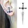Gothic Cross with Sword Ear Studs Earrings Vintage Cool Punk Crystal Ear Earrings Jewelry Gift for Women