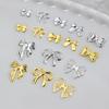 50Pcs Metal Alloy Bowknot Nails Art Decoration Silver Gold Nail Charms Diy Manicure Design Jewelry Accessories Tools