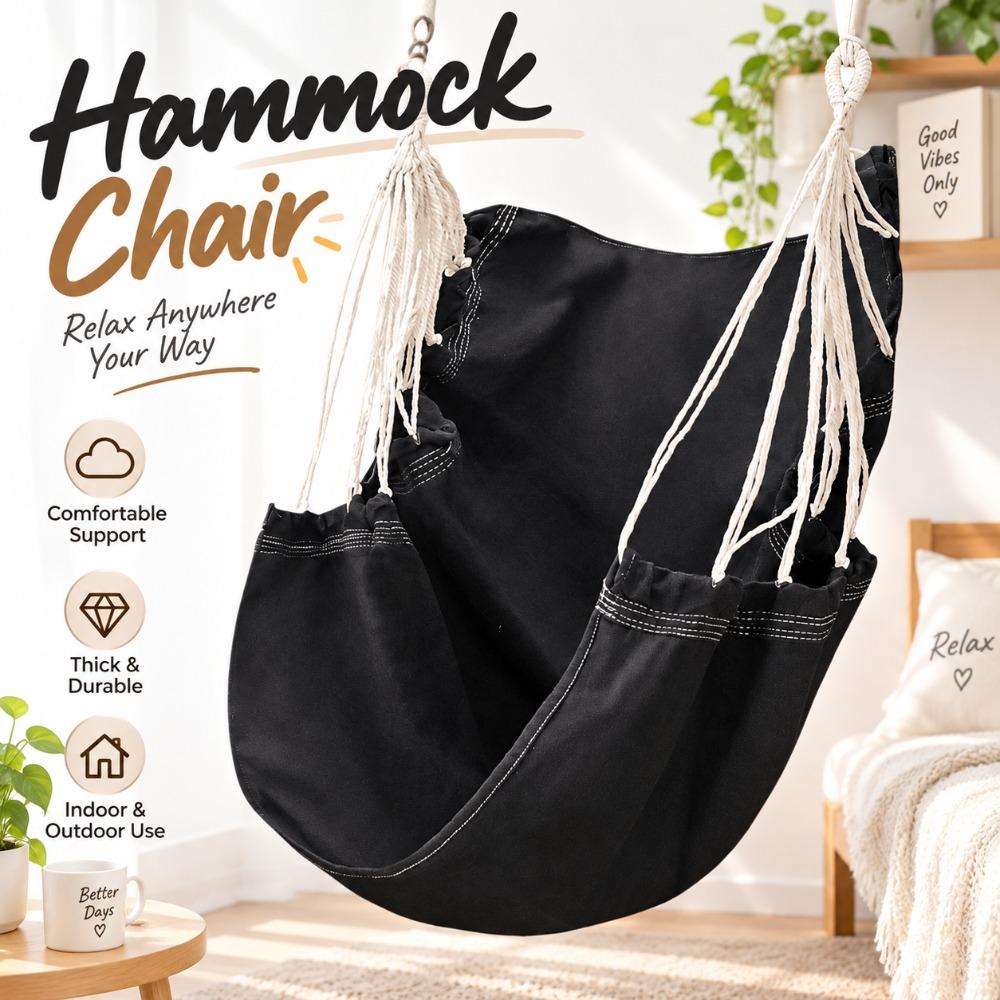 Black Hammock Chair Storage Bag Reclining Hammock Chair Dormitory Bedroom