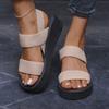 1pair Women's Minimalist Wedge Sandals Open Toe Thick Soled Platform Casual Sandals Ankle Strap Slingback Sandalias Solid Color