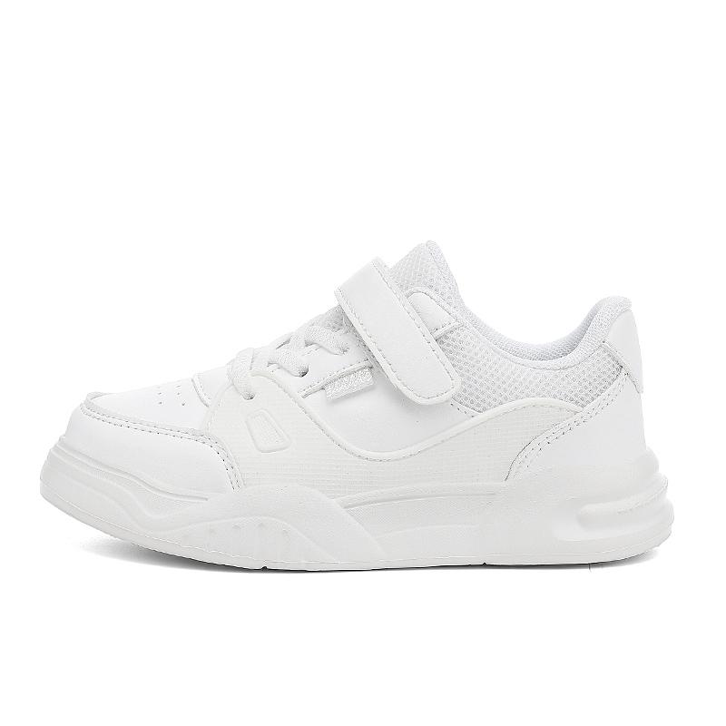 Children's Fashionable and Convenient Velcro Casual Sports Shoes Thick Soled Height Increasing Casual Board Shoes White Shoes